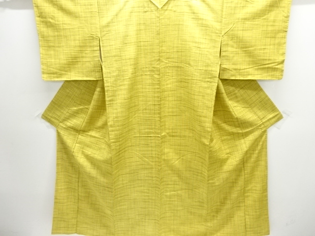 乱れ格子模様織出し手織り紬着物